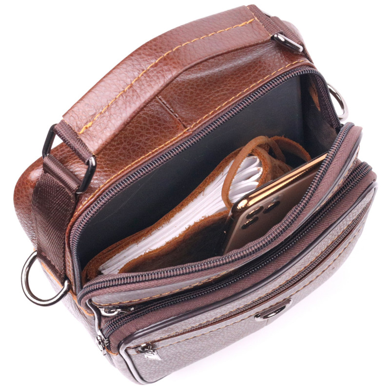 Превосходная мужская сумка из натуральной кожи Vintage Коричневая