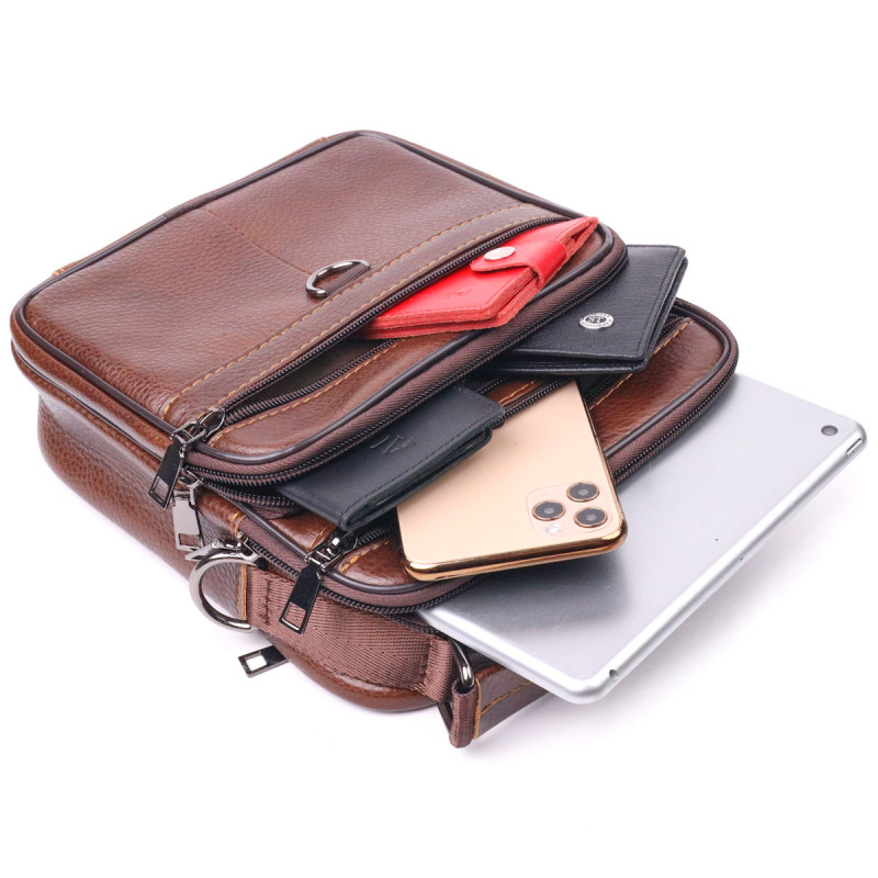 Превосходная мужская сумка из натуральной кожи Vintage Коричневая