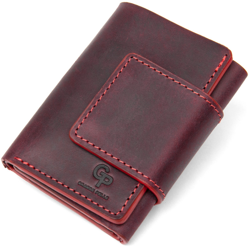 Матовое винтажное портмоне GRANDE PELLE Бордовый