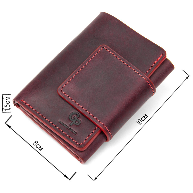 Матовое винтажное портмоне GRANDE PELLE Бордовый