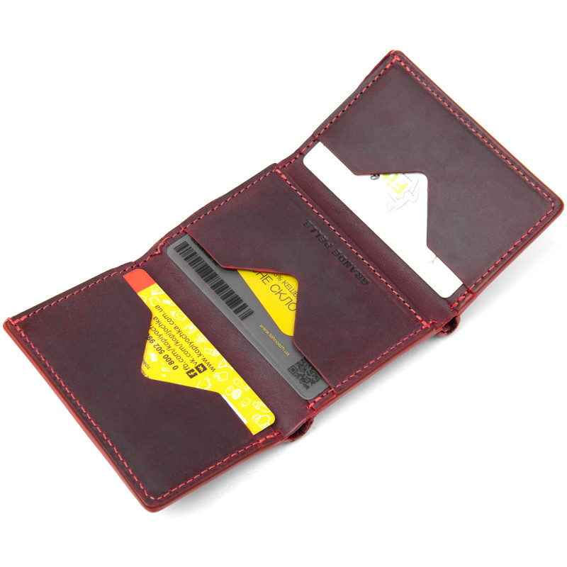 Матовое винтажное портмоне GRANDE PELLE Бордовый