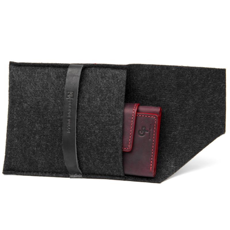 Матовое винтажное портмоне GRANDE PELLE Бордовый