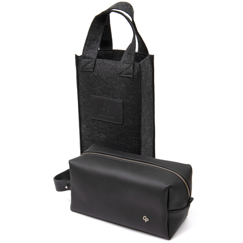 Мужской матовый кожаный несессер GRANDE PELLE Черный