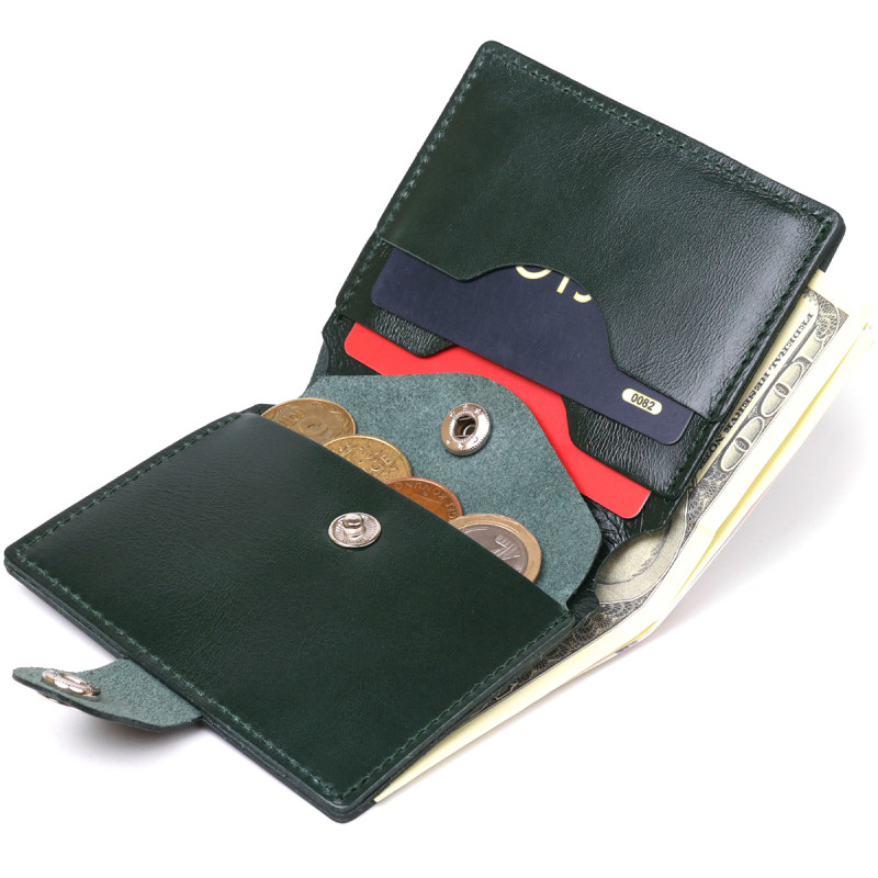 Мужское стильное кожаное портмоне Shvigel Зеленый