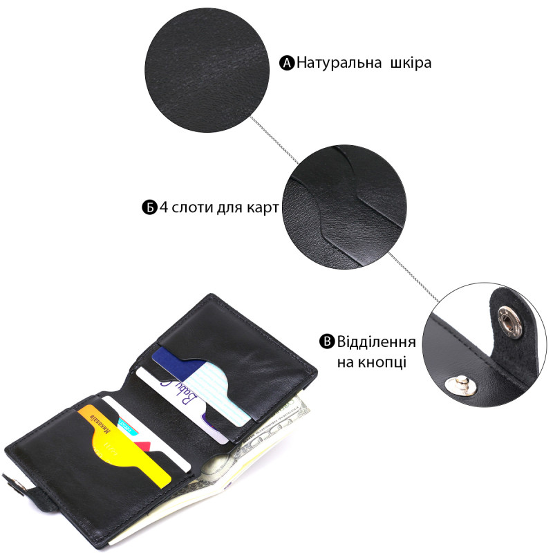 Практичне чоловіче портмоне Shvigel Чорний