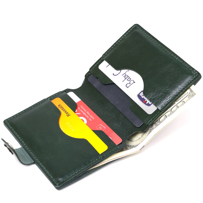 Практичне шкіряне портмоне Shvigel Зелений