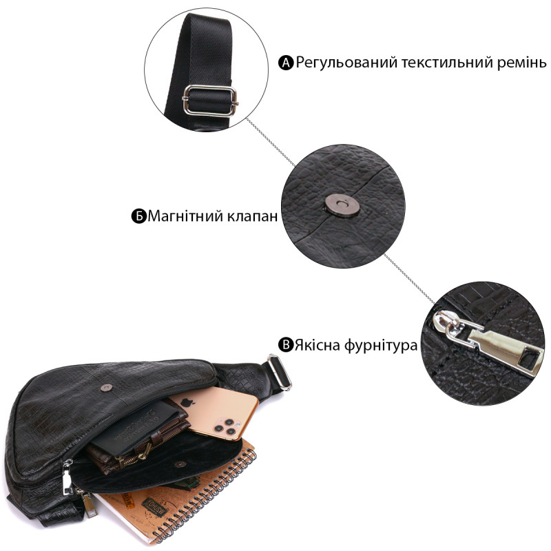 Сумка через плечо мужская Vintage Черный