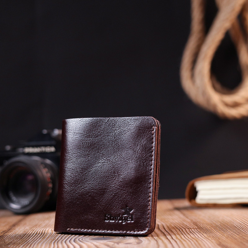 Стильное кожаное портмоне для мужчин Shvigel Коричневый