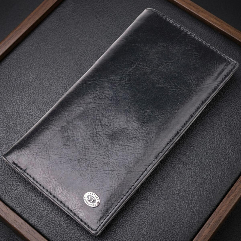 Вертикальний гаманець для чоловіків із натуральної шкіри ST Leather Чорний