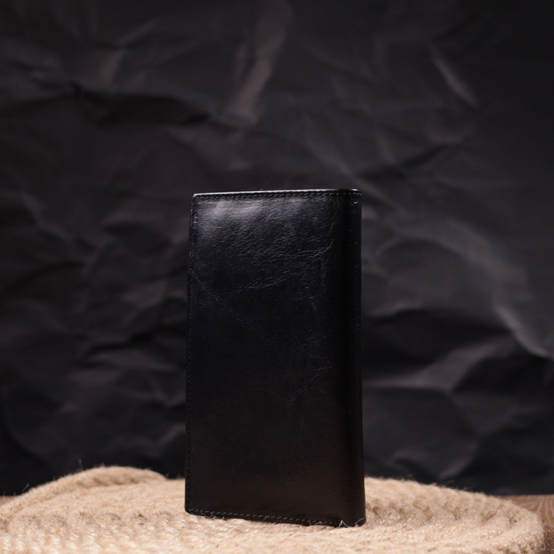 Вертикальный бумажник для мужчин из натуральной кожи ST Leather Черный