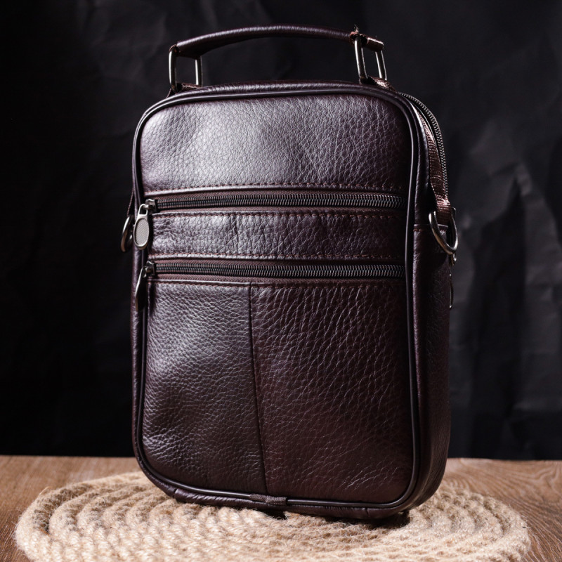Качественный мужской месенджер из натуральной кожи Vintage Коричневый