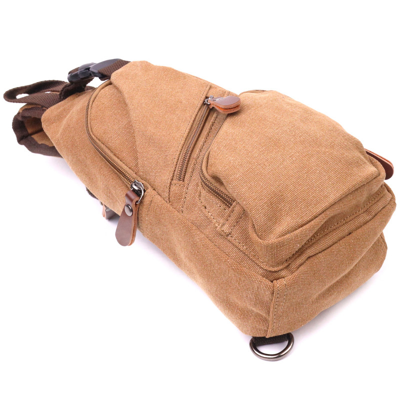 Практичная мужская сумка через плечо с USB кабелем текстильная Vintage Коричневая