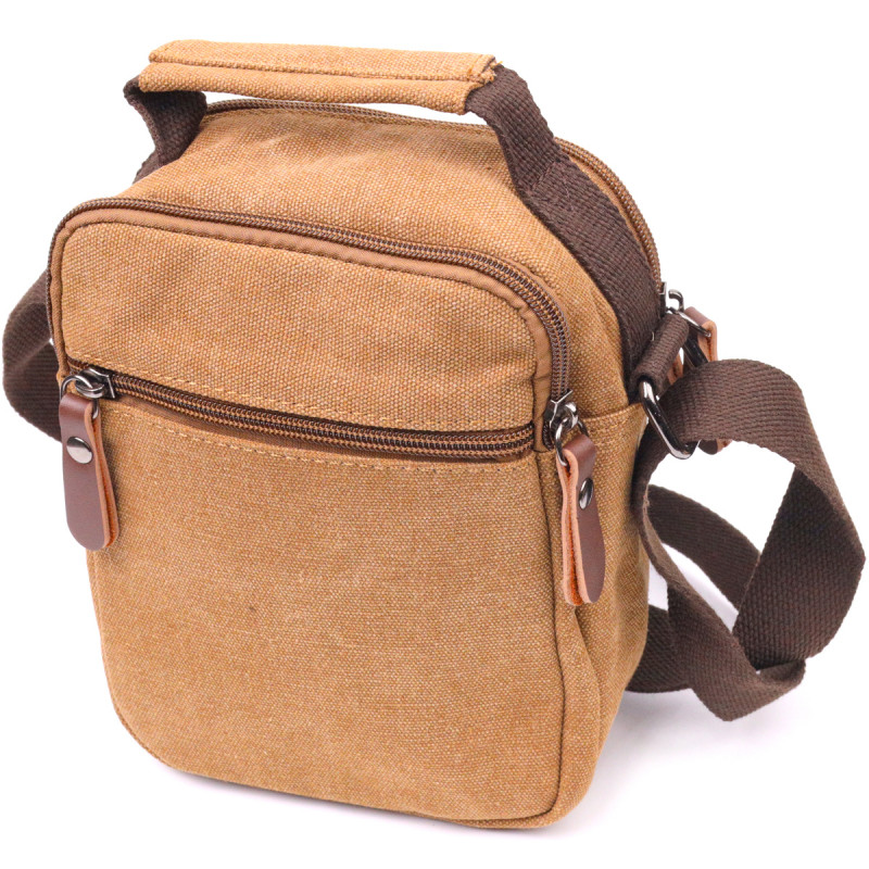 Стильна чоловіча сумка із щільного текстилю Vintage Коричнева