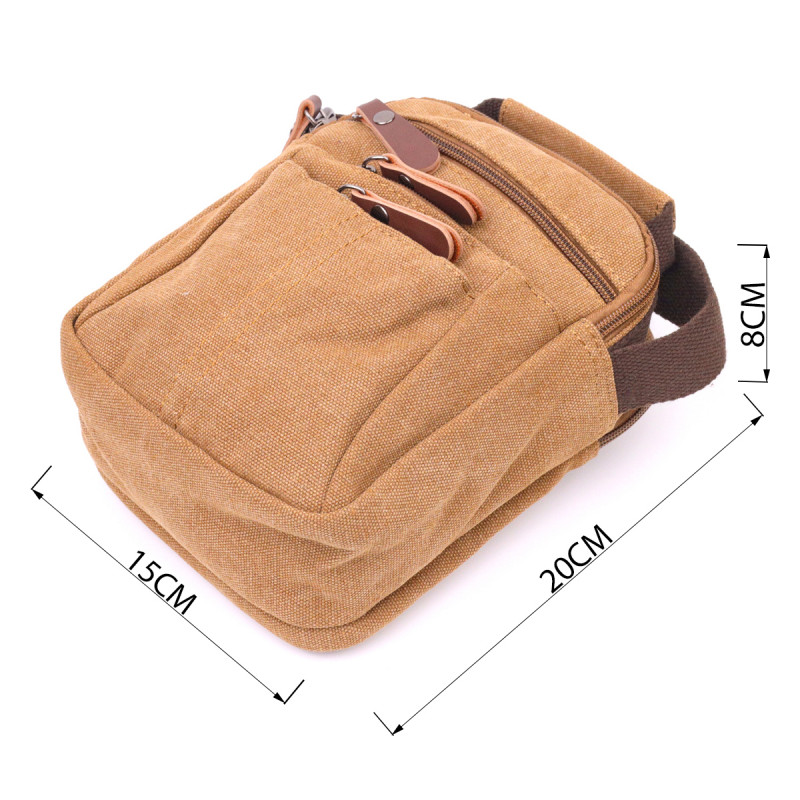 Стильна чоловіча сумка із щільного текстилю Vintage Коричнева