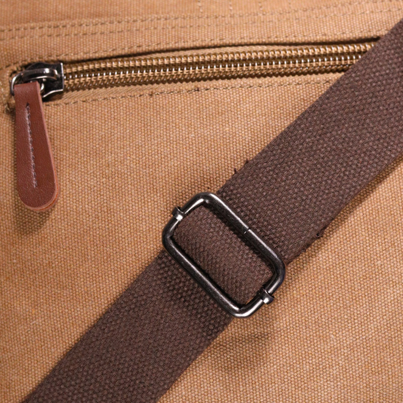 Функциональная мужская сумка с клапаном из текстиля Vintage Коричневая