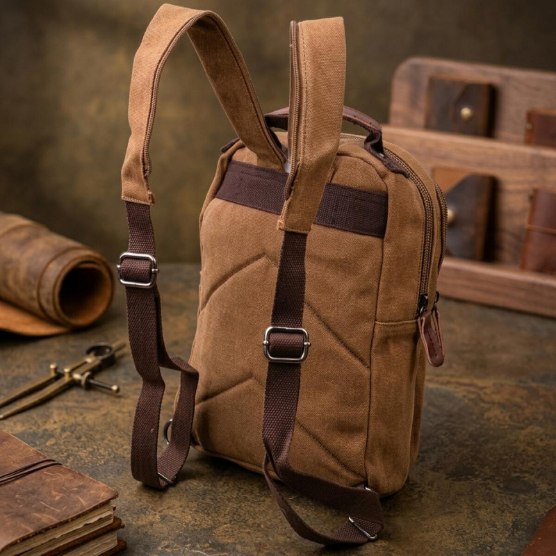 Зручний рюкзак з текстилю Vintage Коричневий