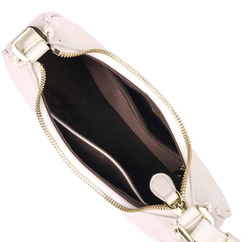 Стильная женская сумка-хобо из натуральной гладкой кожи Vintage Молочная