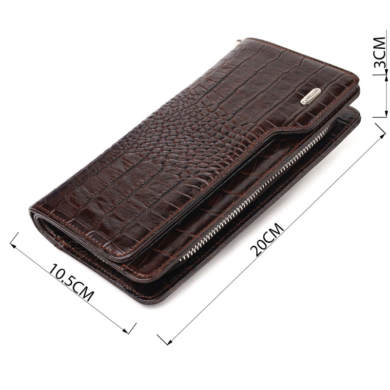 Функциональное портмоне клатч из натуральной кожи CANPELLINI Коричневое