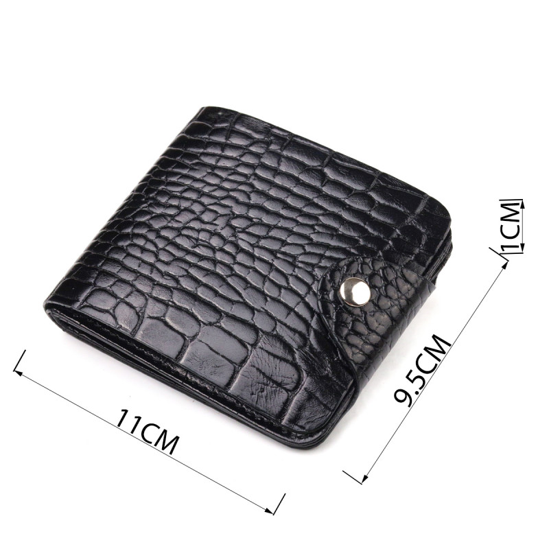 Стильное мужское портмоне в два сложения из натуральной фактурной кожи с тиснением под крокодила CANPELLINI Черное