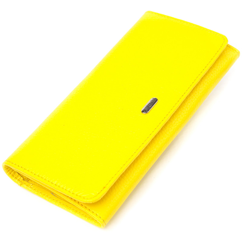 Яскравий молодіжний гаманець із натуральної шкіри флотар CANPELLINI Лимонний