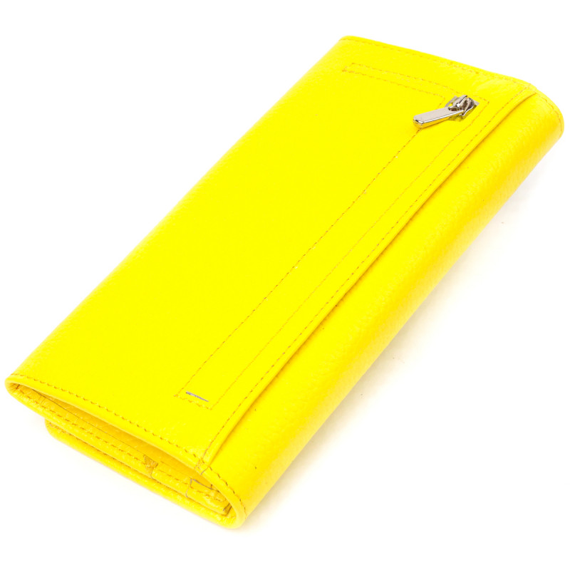 Яскравий молодіжний гаманець із натуральної шкіри флотар CANPELLINI Лимонний