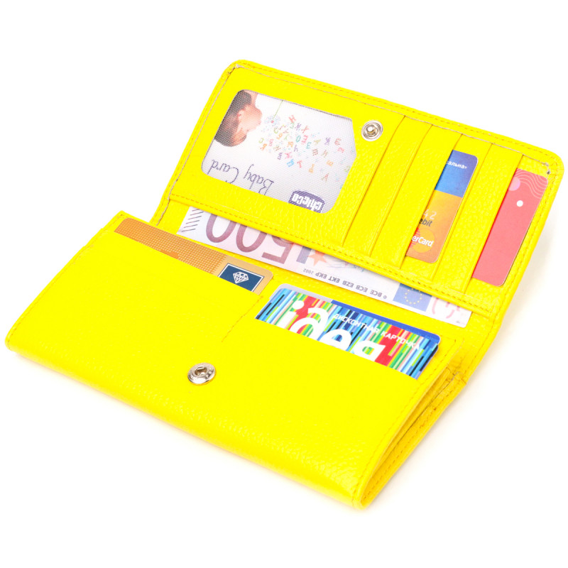 Яскравий молодіжний гаманець із натуральної шкіри флотар CANPELLINI Лимонний