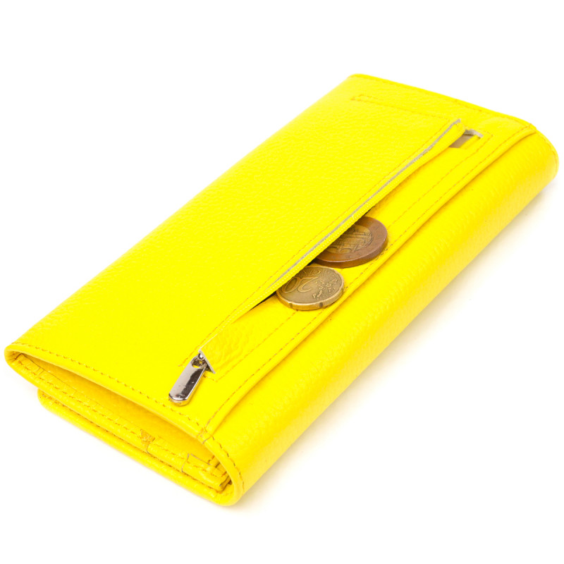 Яскравий молодіжний гаманець із натуральної шкіри флотар CANPELLINI Лимонний