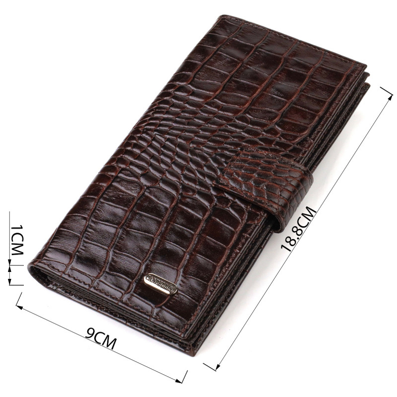 Стильный кошелек для мужчин из натуральной кожи с тиснением под крокодила CANPELLINI Коричневый