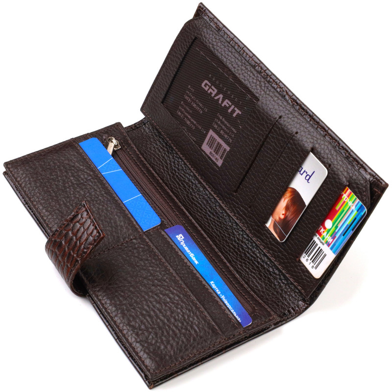 Стильный кошелек для мужчин из натуральной кожи с тиснением под крокодила CANPELLINI Коричневый