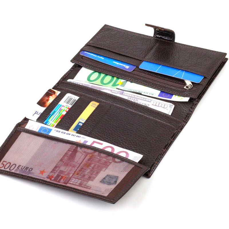 Стильный кошелек для мужчин из натуральной кожи с тиснением под крокодила CANPELLINI Коричневый