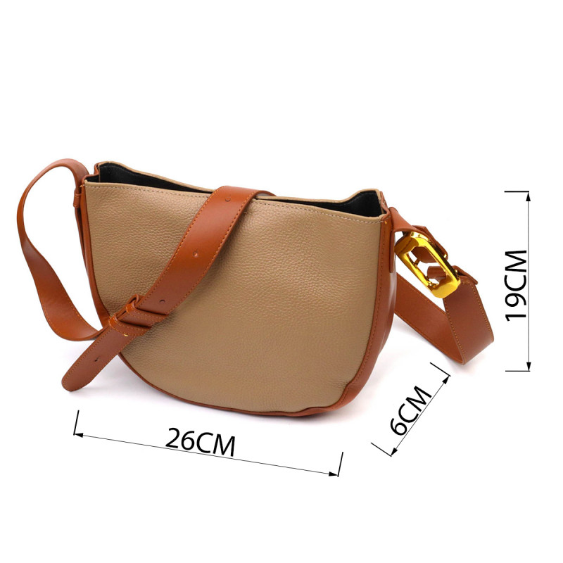 Напівкругла сумка крос-боді з натуральної шкіри Vintage Бежева