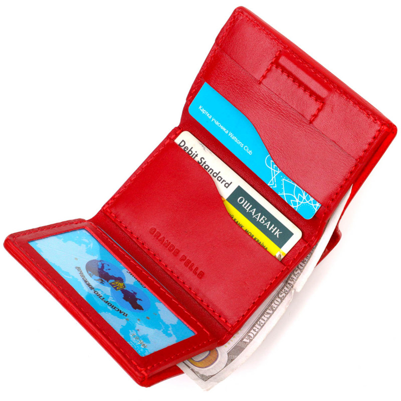 Невелике жіноче портмоне в три складення GRANDE PELLE Червоний