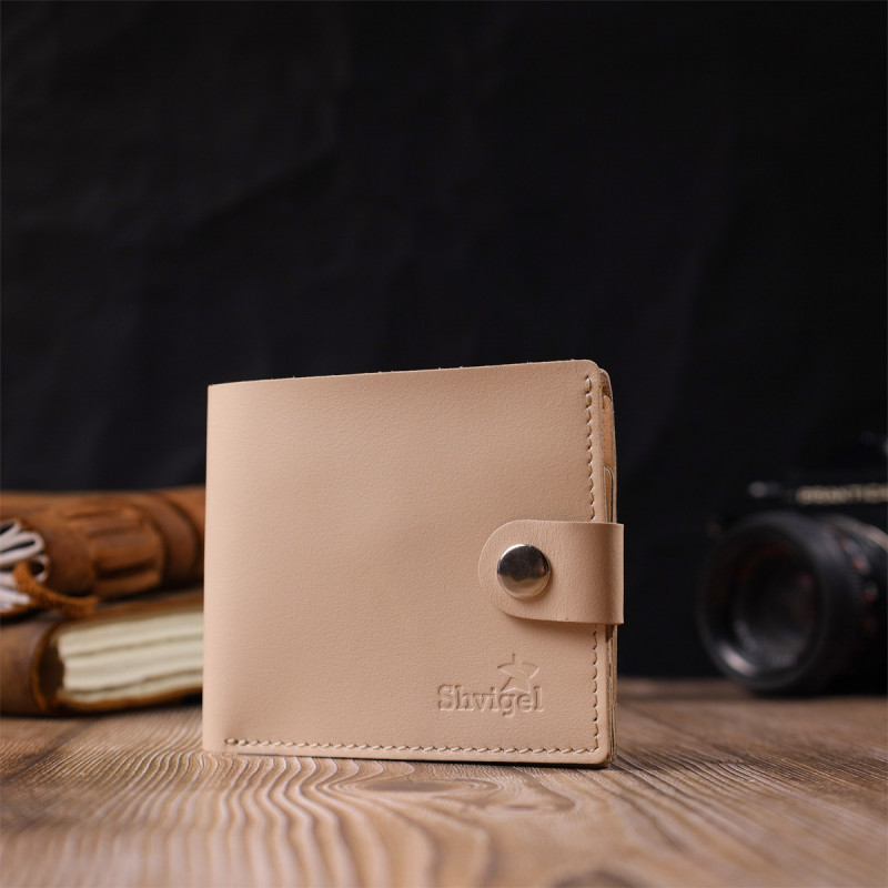 Стильний жіночий гаманець із монетницею шкіряний SHVIGEL Молочний