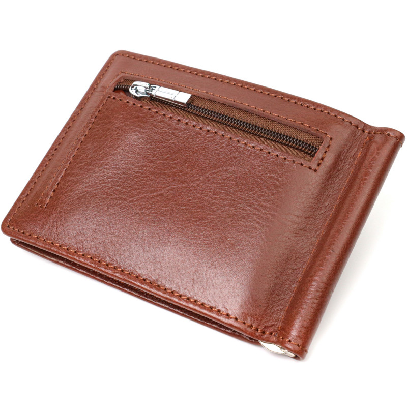 Удобный зажим для денег из натуральной гладкой кожи ST Leather Коричневый
