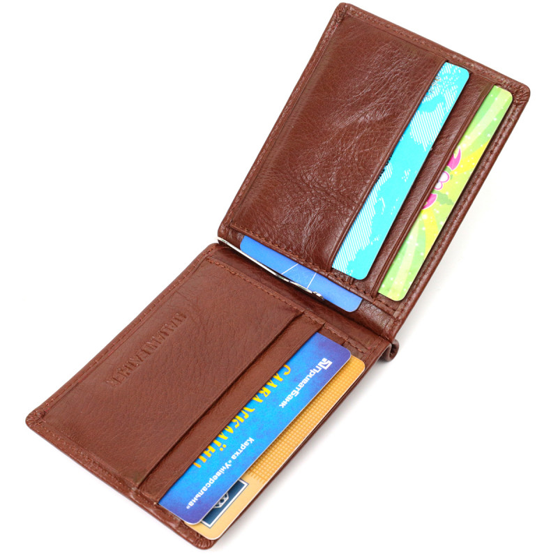 Удобный зажим для денег из натуральной гладкой кожи ST Leather Коричневый