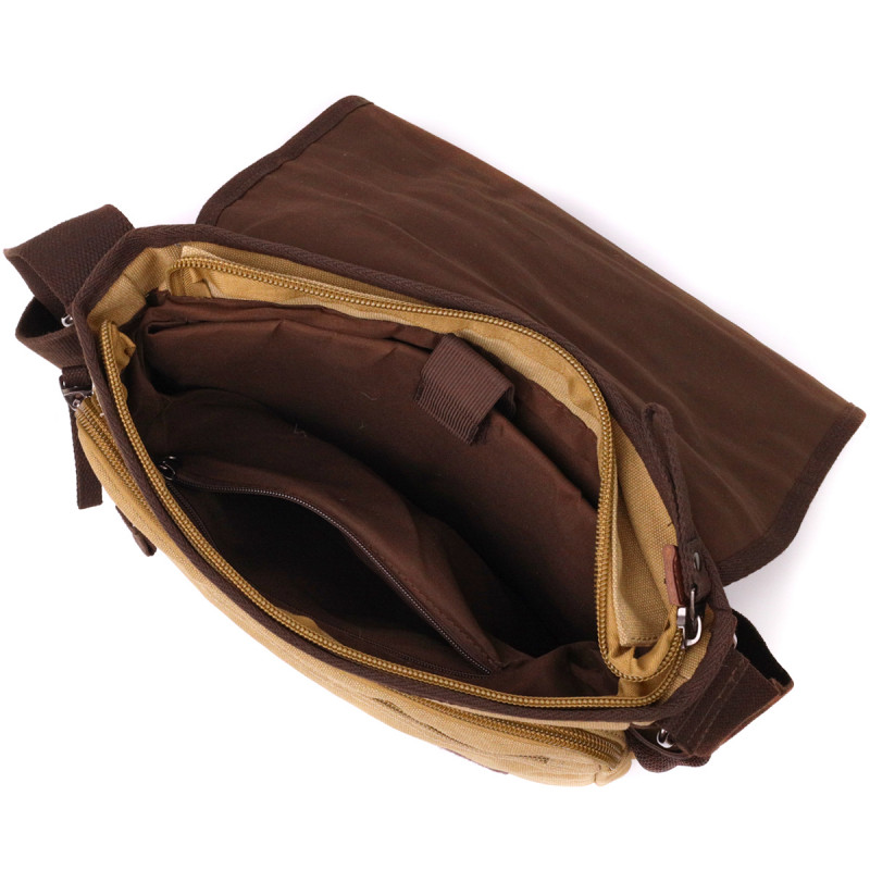 Практична сумка через плече для ноутбука " із щільного текстилю Vintage Пісочний