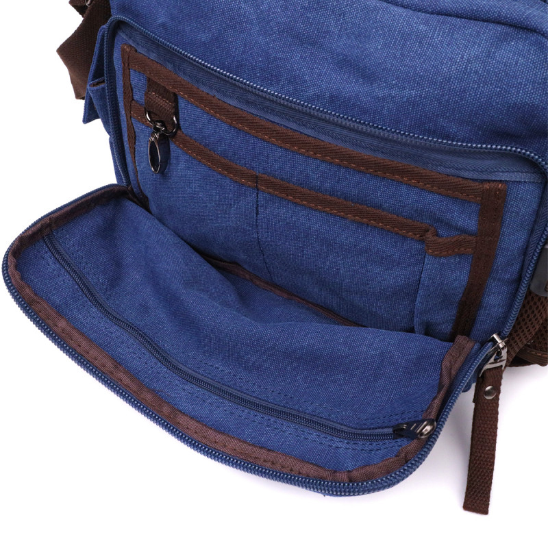 Сумка мессенджер для мужчин из плотного текстиля Vintage Синий
