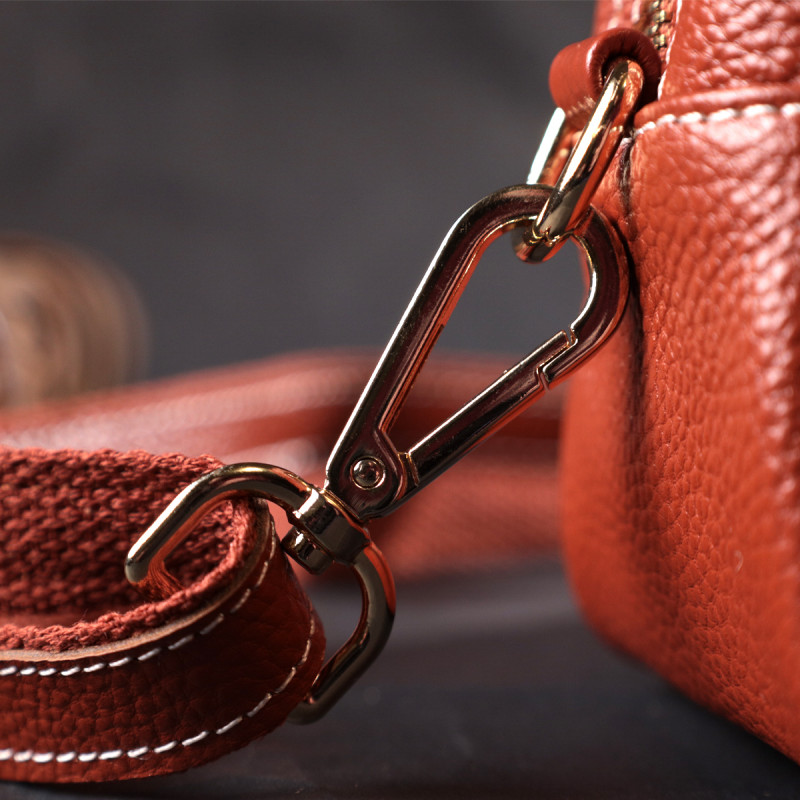 Оригінальна жіноча сумка з двома ременями з натуральної шкіри Vintage Коричневий