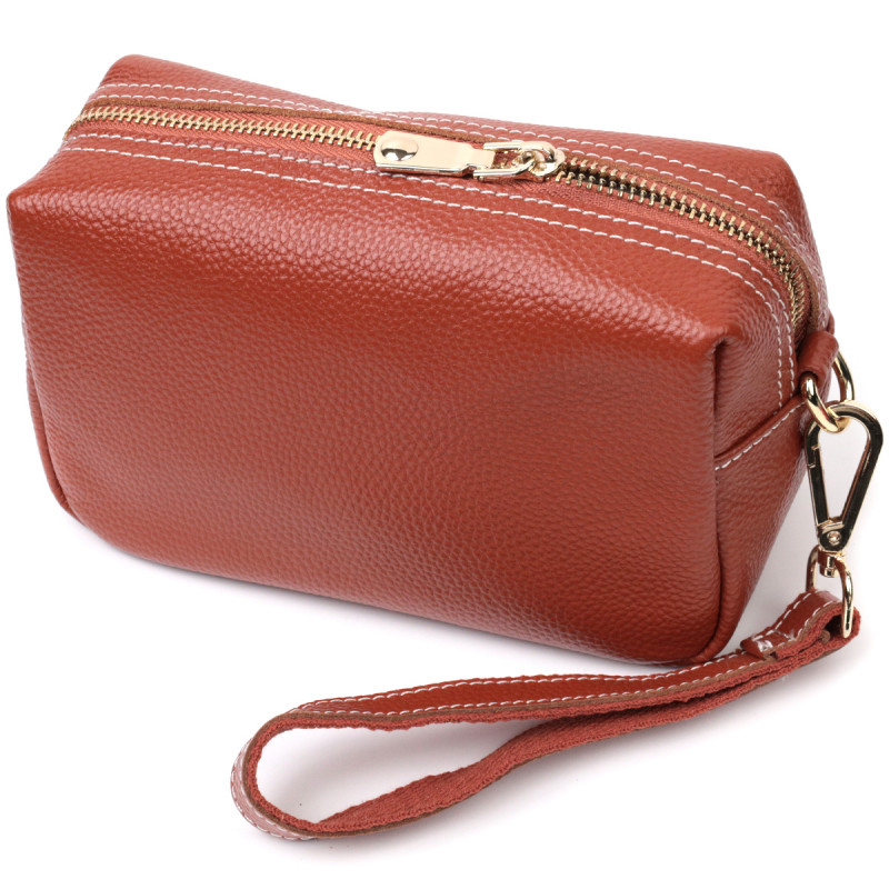 Оригінальна жіноча сумка з двома ременями з натуральної шкіри Vintage Коричневий