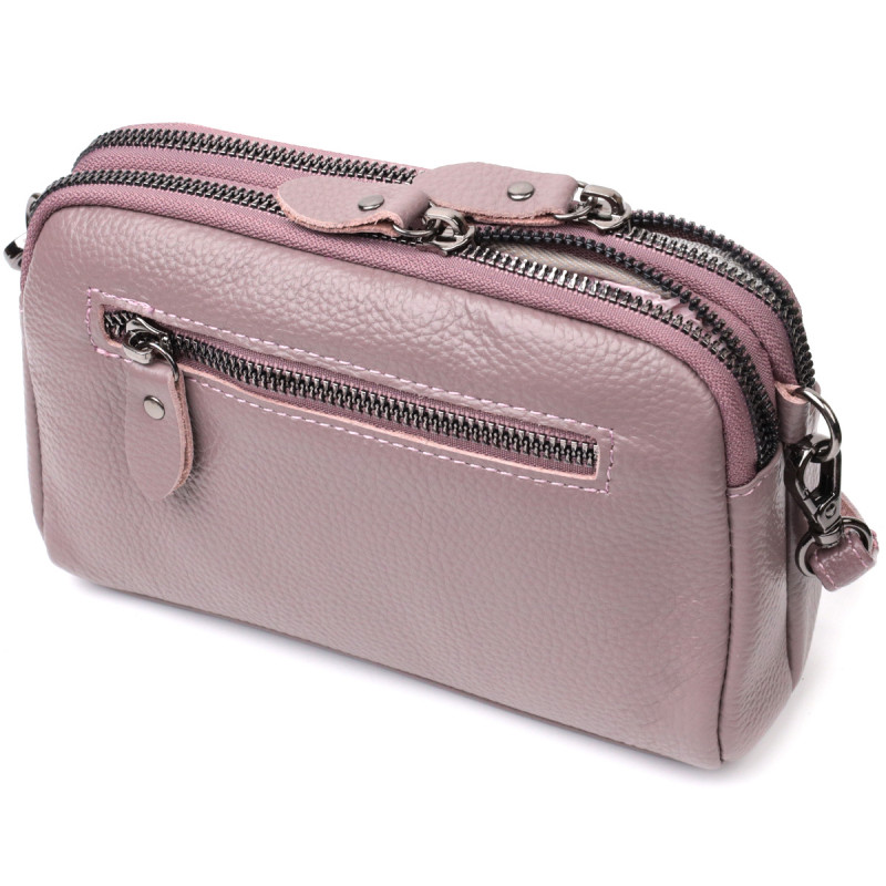 Сумка женская интересного цвета на два отделения из натуральной кожи Vintage Фиолетовая