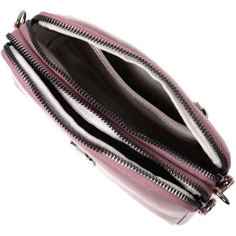 Сумка женская интересного цвета на два отделения из натуральной кожи Vintage Фиолетовая