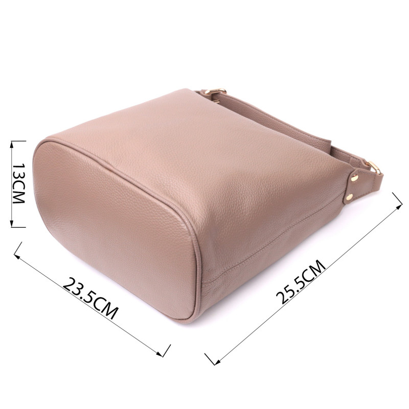 Практична жіноча сумка з однією довгою ручкою з натуральної шкіри Vintage Бежева