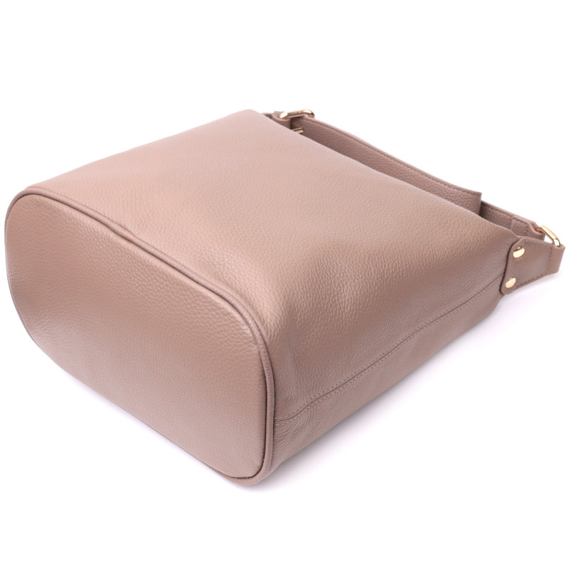 Практична жіноча сумка з однією довгою ручкою з натуральної шкіри Vintage Бежева