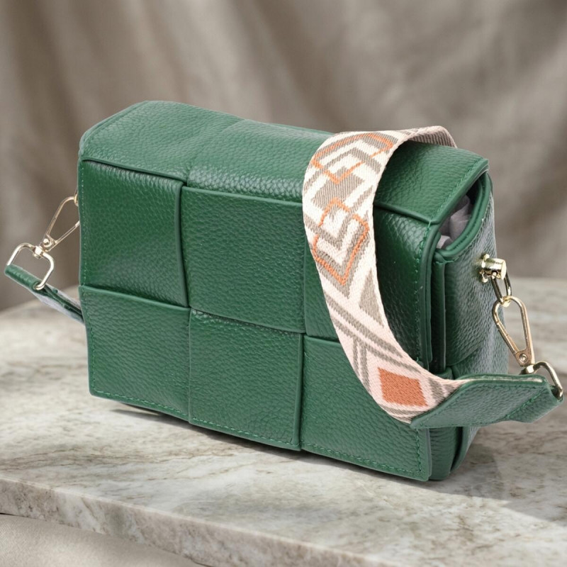 Компактна вечірня сумка для жінок з палітурками з натуральної шкіри Vintage Зелена