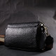 Классическая кожаная женская сумка с оригинальной плечевой лямкой Vintage Черная