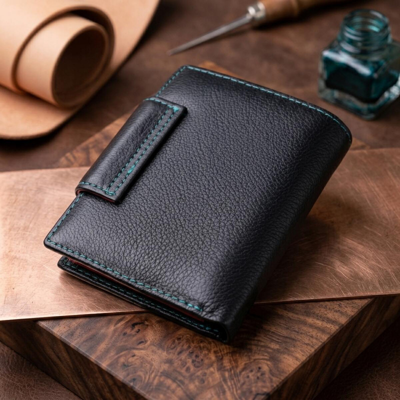 Портмоне для жінок у класичному кольорі з цікавою монетницею ST Leather Чорний