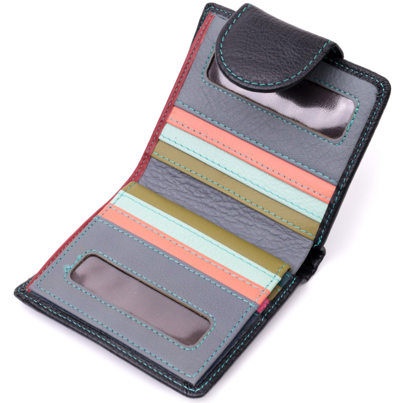 Кожаный стильный кошелек с монетницей снаружи для женщин ST Leather Черный