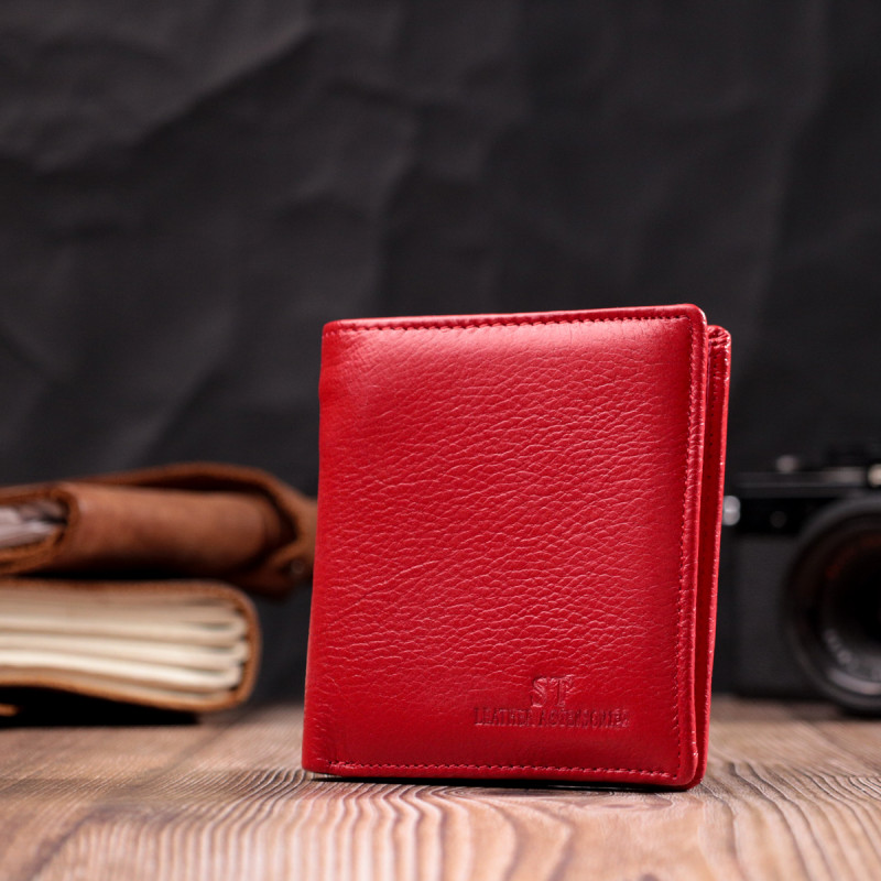Яскравий жіночий гаманець із натуральної шкіри ST Leather Червоний