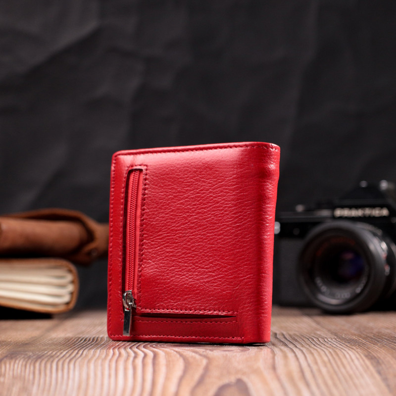 Яскравий жіночий гаманець із натуральної шкіри ST Leather Червоний