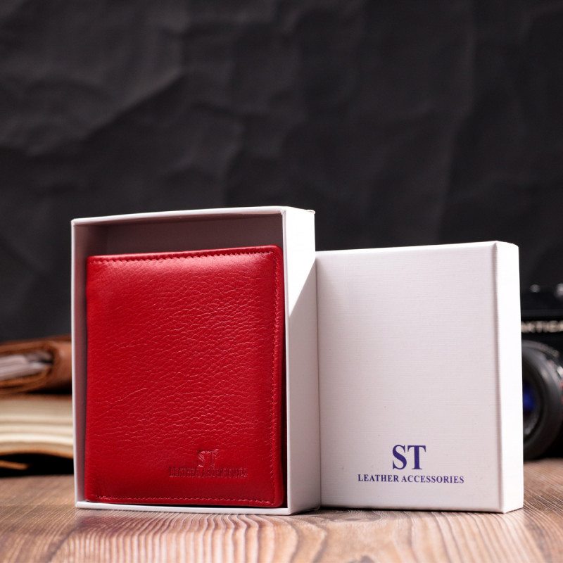 Яскравий жіночий гаманець із натуральної шкіри ST Leather Червоний